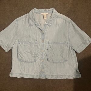 Forever 21 Sky Blue Denim Button-Up Shirt